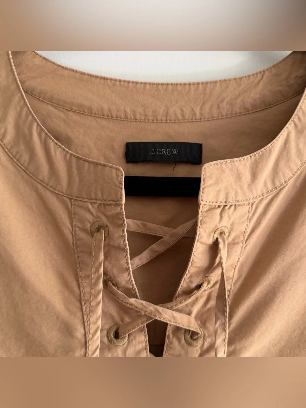 J. Crew Tan Lace Up Top